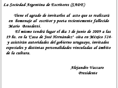 Acto en homenaje a Mario Benedetti